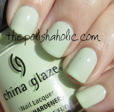 Nail polish swatch / manicure of shade China Glaze Groovy Green