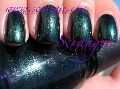 Nail polish swatch / manicure of shade China Glaze Gussied Up Green