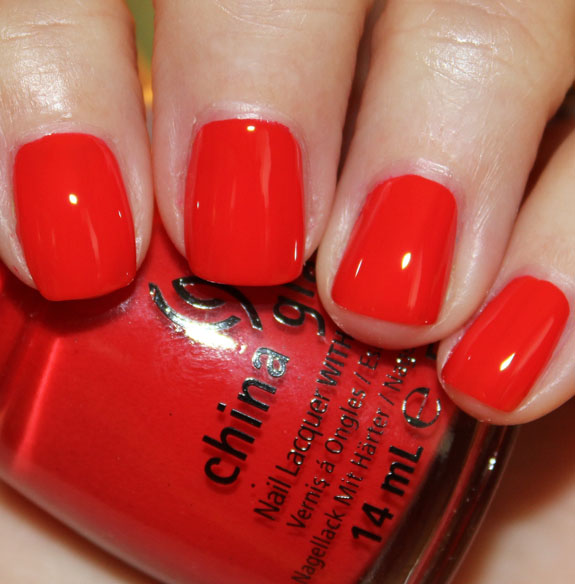 Nail polish swatch / manicure of shade China Glaze Igniting Love