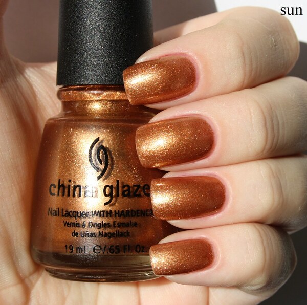 Nail polish swatch / manicure of shade China Glaze In Awe of Amber