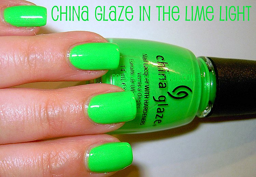 Nail polish swatch / manicure of shade China Glaze In the Lime Light