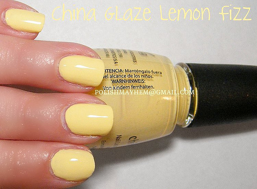 Nail polish swatch / manicure of shade China Glaze Lemon Fizz