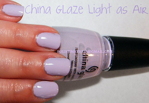 Nail polish swatch / manicure of shade China Glaze Light as Air