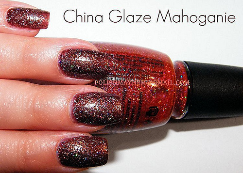 Nail polish swatch / manicure of shade China Glaze Mahoganie