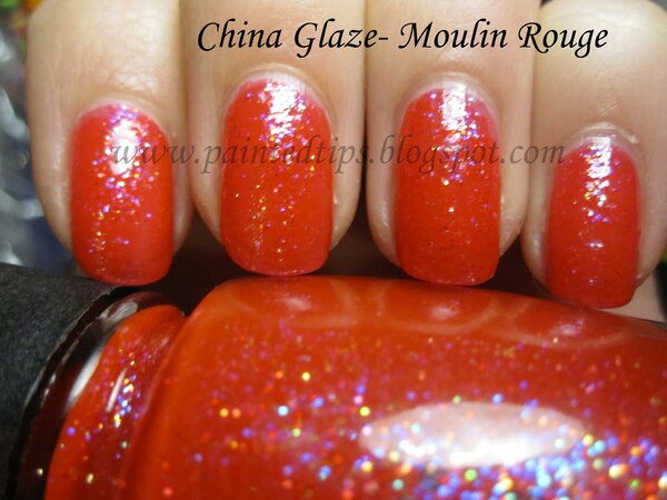 Nail polish swatch / manicure of shade China Glaze Moulin Rouge
