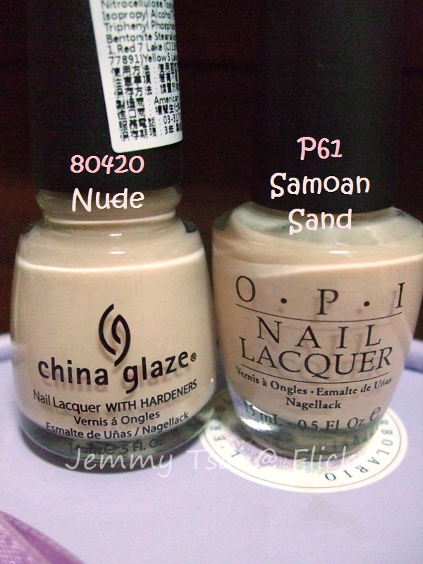 Nail polish swatch / manicure of shade China Glaze Nude
