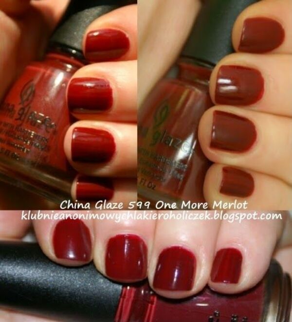 Nail polish swatch / manicure of shade China Glaze One More Merlot