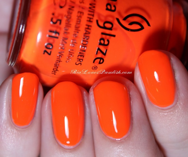 Nail polish swatch / manicure of shade China Glaze Orange Knockout