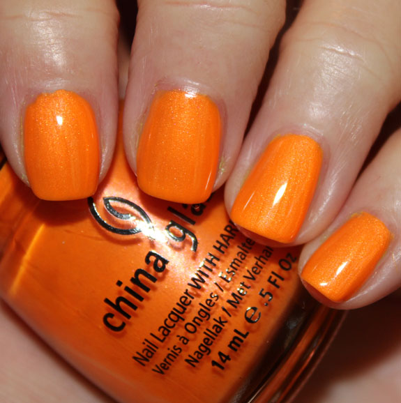 Nail polish swatch / manicure of shade China Glaze Orange You Hot