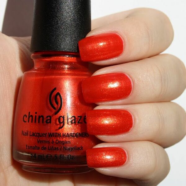 Nail polish swatch / manicure of shade China Glaze Orange-Pacific