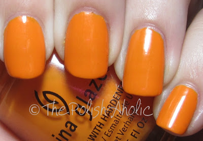 Nail polish swatch / manicure of shade China Glaze Papaya Punch