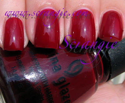 Nail polish swatch / manicure of shade China Glaze Patent Leather