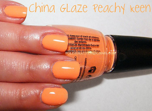 Nail polish swatch / manicure of shade China Glaze Peachy Keen