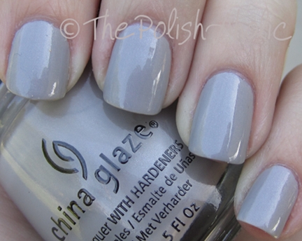 Nail polish swatch / manicure of shade China Glaze Pelican Gray