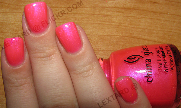 Nail polish swatch / manicure of shade China Glaze Pink Voltage