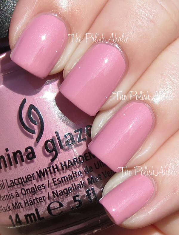 Nail polish swatch / manicure of shade China Glaze Pink-ie Promise