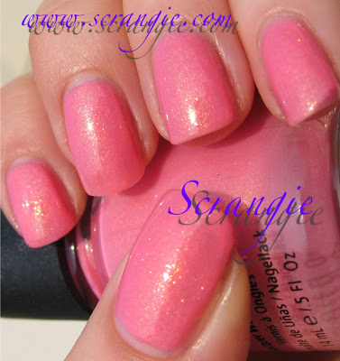 Nail polish swatch / manicure of shade China Glaze Pink-Rox-E