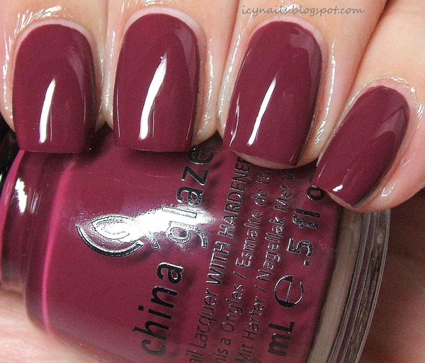 Nail polish swatch / manicure of shade China Glaze Purr-fect Plum