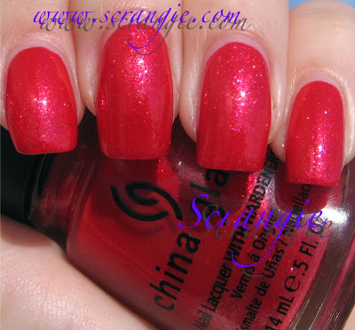 Nail polish swatch / manicure of shade China Glaze Raspberry Festival