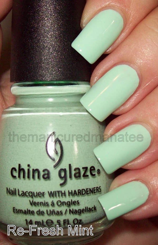 Nail polish swatch / manicure of shade China Glaze Re-Fresh Mint