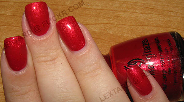 Nail polish swatch / manicure of shade China Glaze Red Pearl