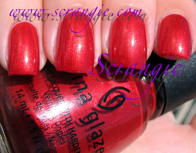 Nail polish swatch / manicure of shade China Glaze Red Stallion