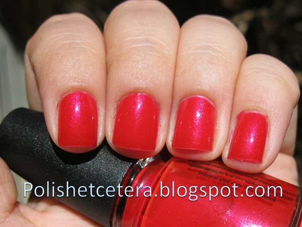 Nail polish swatch / manicure of shade China Glaze Red-Curl-Grl