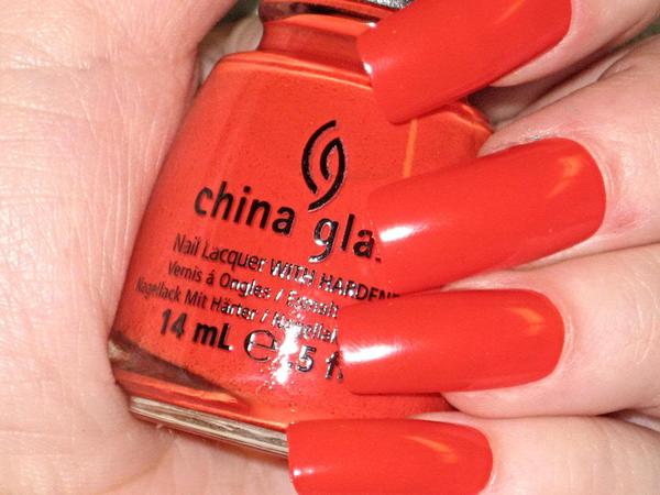 Nail polish swatch / manicure of shade China Glaze Roguish Red