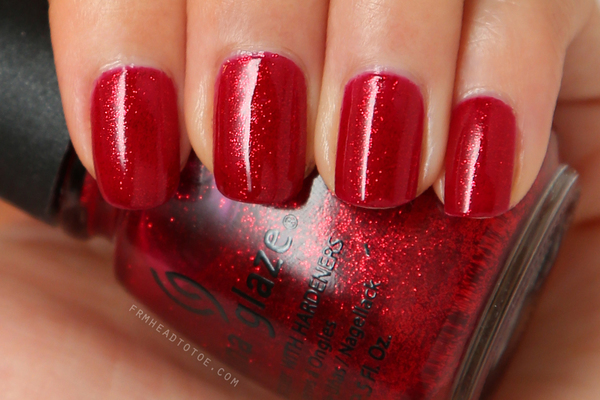 Nail polish swatch / manicure of shade China Glaze Ruby Pumps