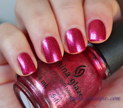 Nail polish swatch / manicure of shade China Glaze Santa Red My List