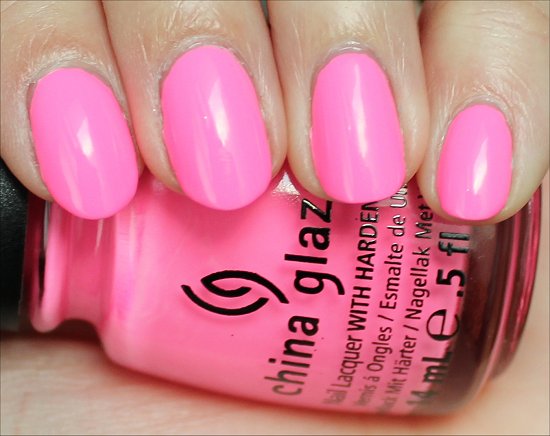 Nail polish swatch / manicure of shade China Glaze Shocking Pink