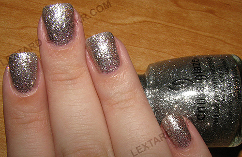 Nail polish swatch / manicure of shade China Glaze Silver Lining