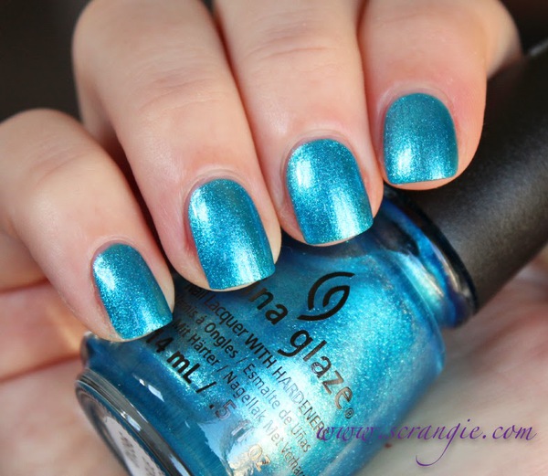 Nail polish swatch / manicure of shade China Glaze So Blue Without You