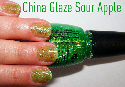 Nail polish swatch / manicure of shade China Glaze Sour Apple