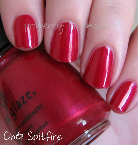 Nail polish swatch / manicure of shade China Glaze Spitfire