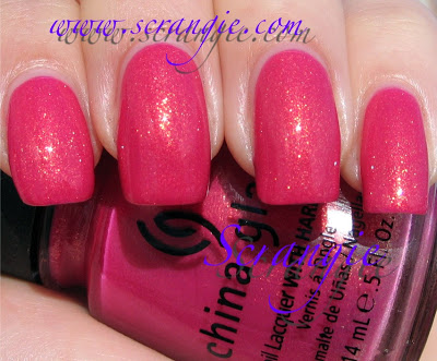 Nail polish swatch / manicure of shade China Glaze Strawberry Fields