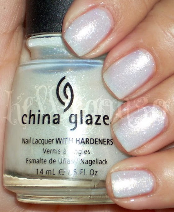 Nail polish swatch / manicure of shade China Glaze White-Kwik-Silvr
