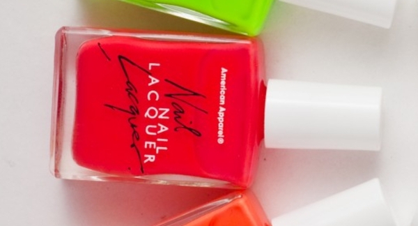 Nail polish swatch / manicure of shade American Apparel Neon Red