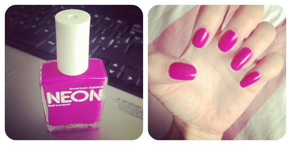 Nail polish swatch / manicure of shade American Apparel Neon Violet