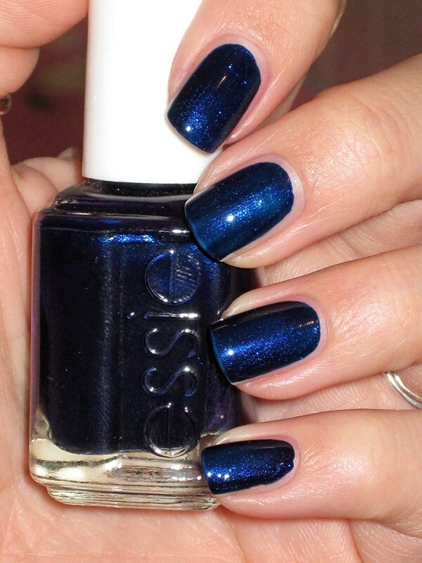Nail polish swatch / manicure of shade essie Midnight Cami