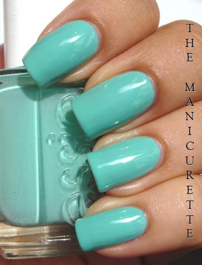 Nail polish swatch / manicure of shade essie Turquoise and Caicos