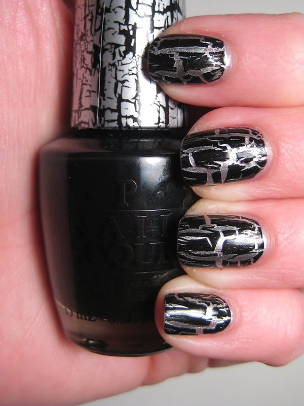 Nail polish swatch / manicure of shade OPI Black Shatter
