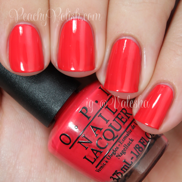 Nail polish swatch / manicure of shade OPI Cajun Shrimp