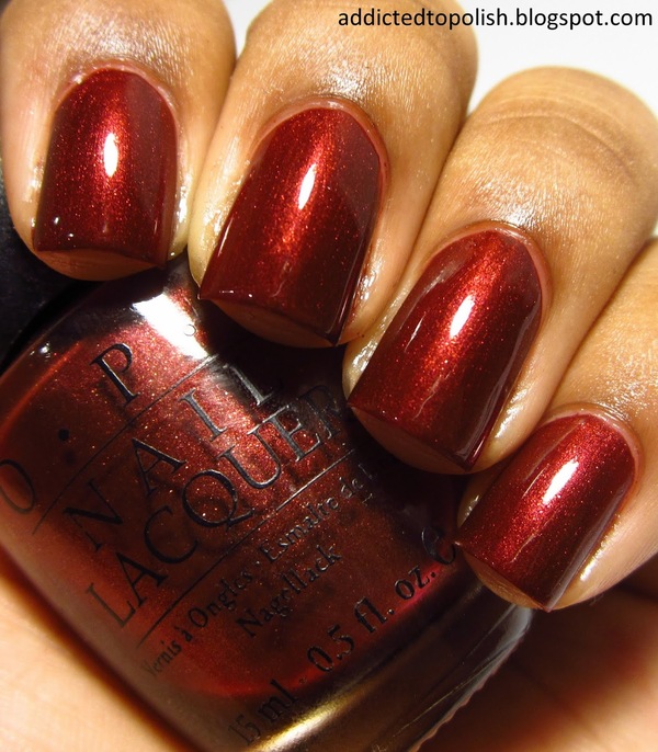 Nail polish swatch / manicure of shade OPI Changing of the Garnet