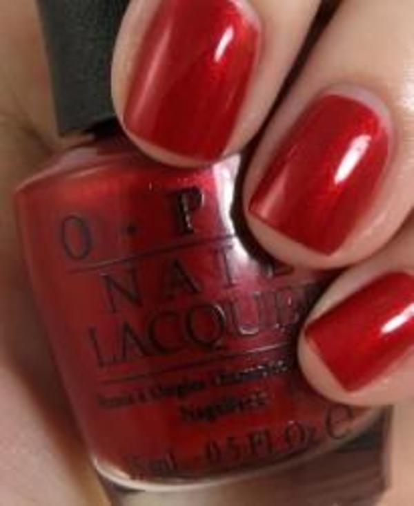 Nail polish swatch / manicure of shade OPI Danke-Shiny Red