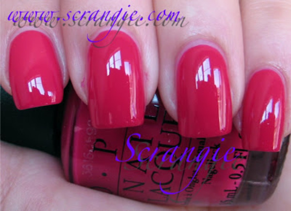 Nail polish swatch / manicure of shade OPI Florentine Fuchsia