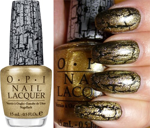 Nail polish swatch / manicure of shade OPI Gold Shatter
