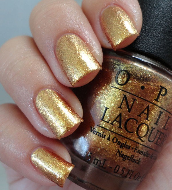 Nail polish swatch / manicure of shade OPI GoldenEye