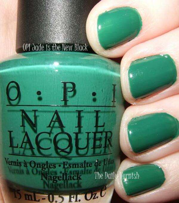 Nail polish swatch / manicure of shade OPI Jade is the New Black