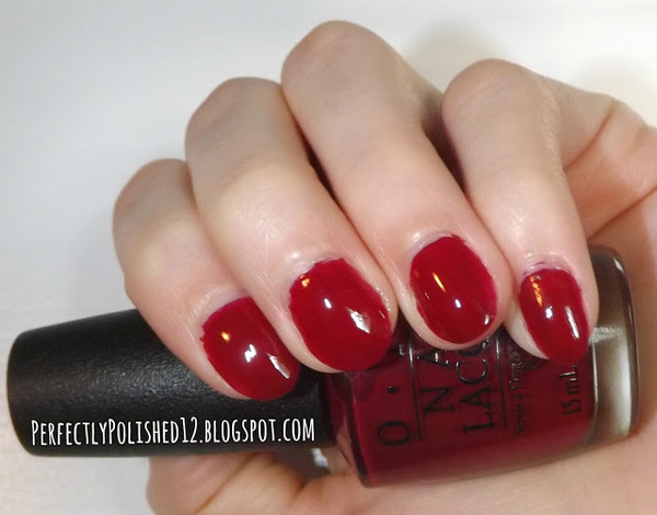 Nail polish swatch / manicure of shade OPI Malaga Wine